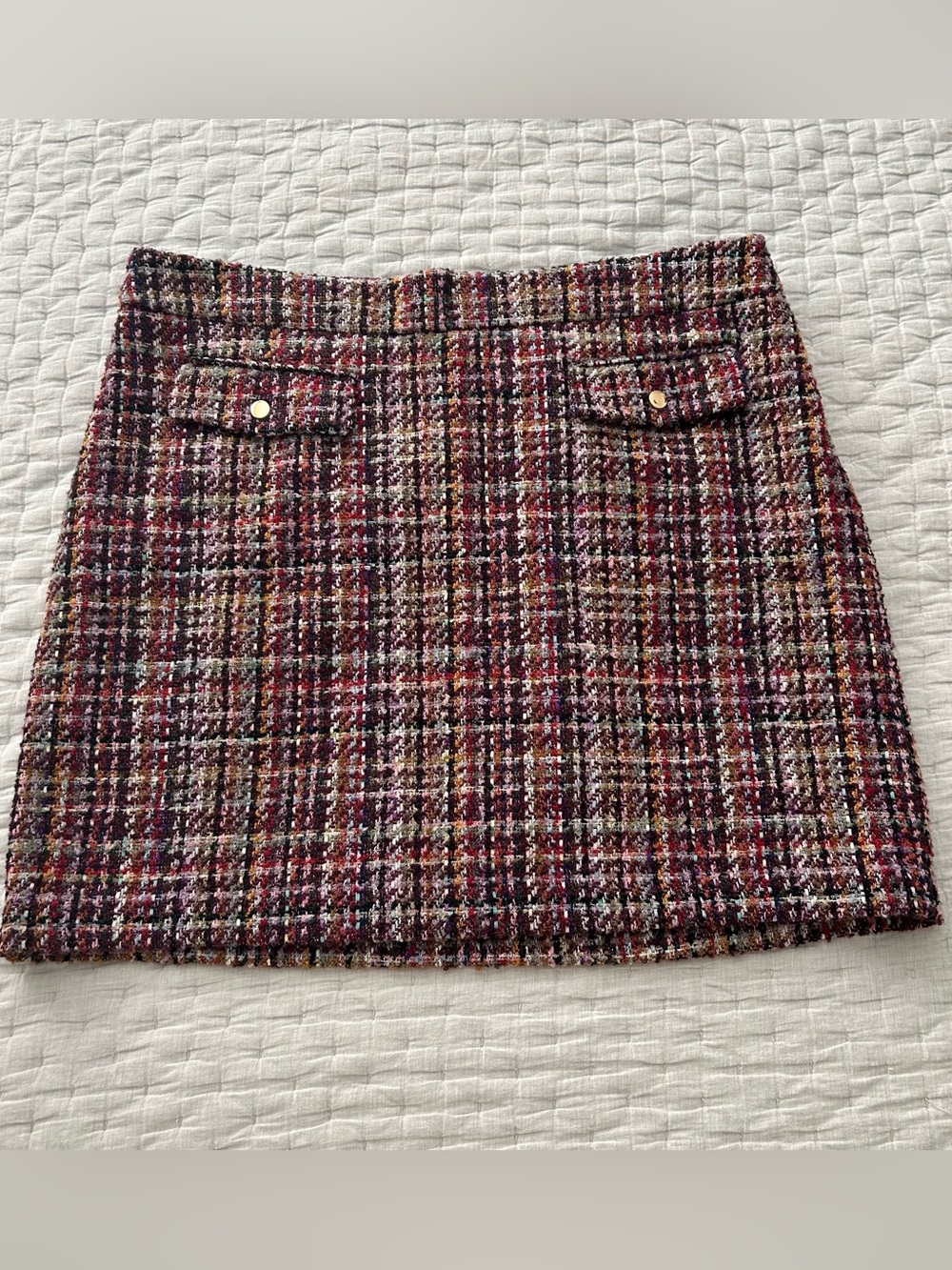 NWT LOFT Plus Plaid Tweed Mini Skirt Size 16
